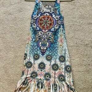 Bohemian Multicolor Sleeveless Midi Dress